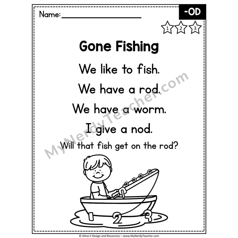CVC Word Family Poem — -OD Decodable Reader for Fluency