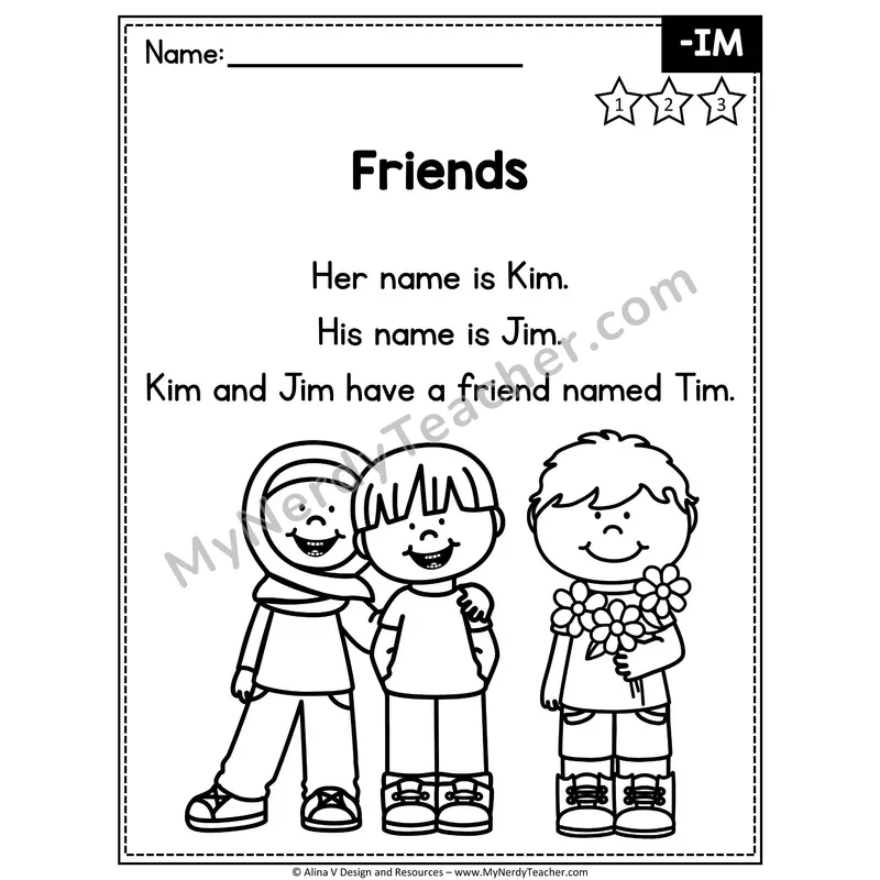 CVC Word Family Poem — -IM Decodable Reader for Fluency