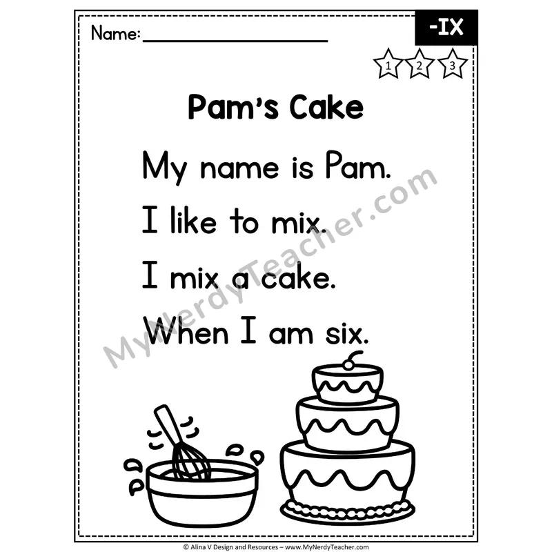 CVC Word Family Poem — -IX Decodable Reader for Fluency