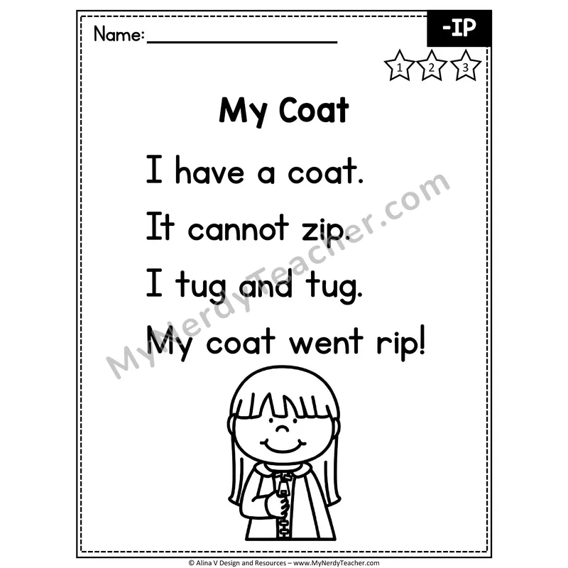 CVC Word Family Poem — -IP Decodable Reader for Fluency