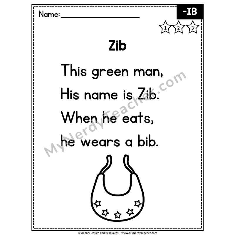 CVC Word Family Poem — -IB Decodable Reader for Fluency