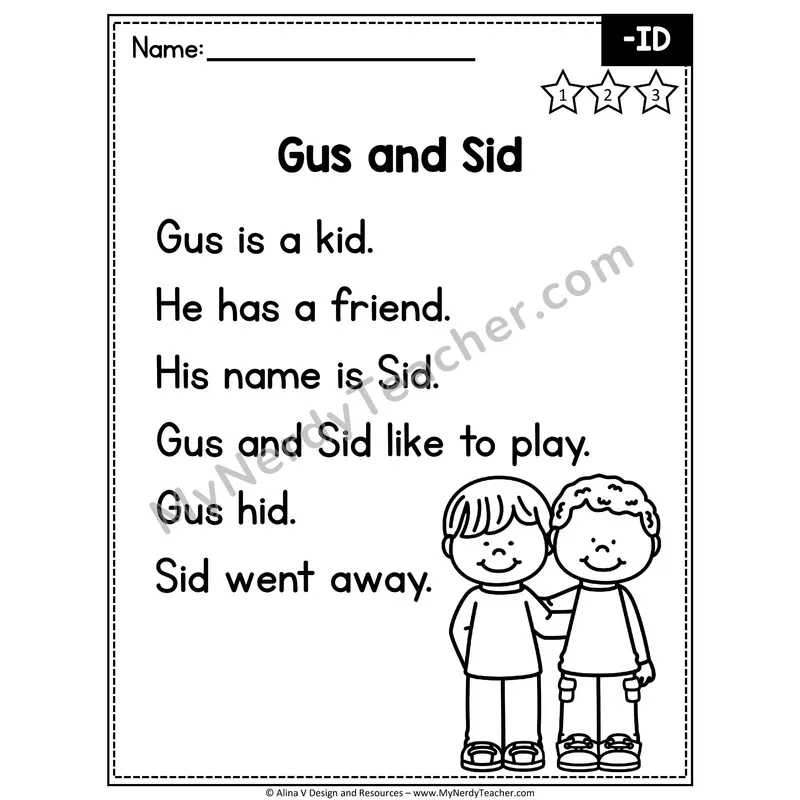 CVC Word Family Poem — -ID Decodable Reader for Fluency