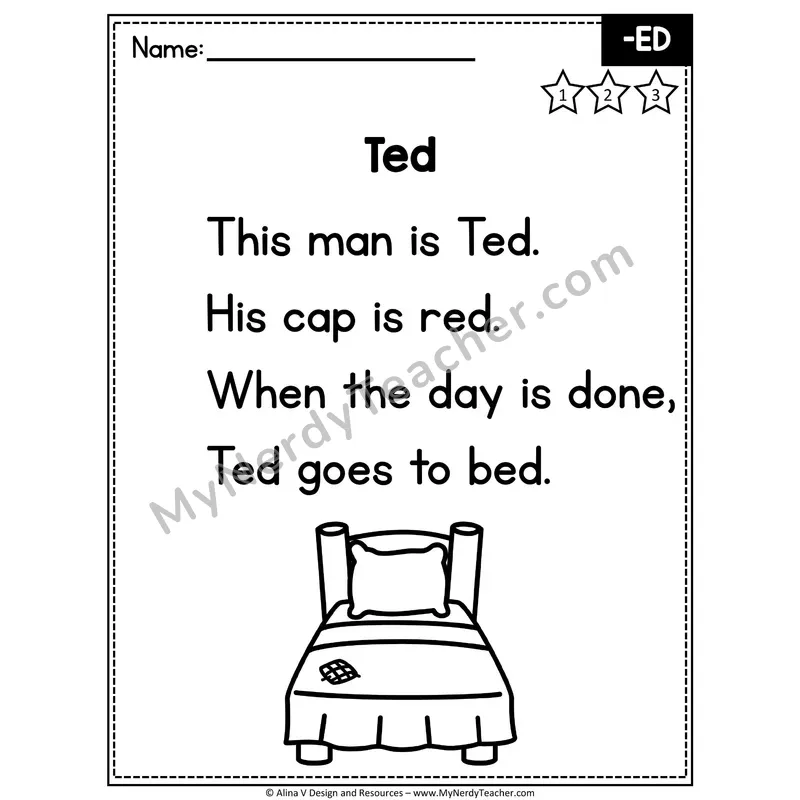 CVC Word Family Poem — -ED Decodable Reader for Fluency