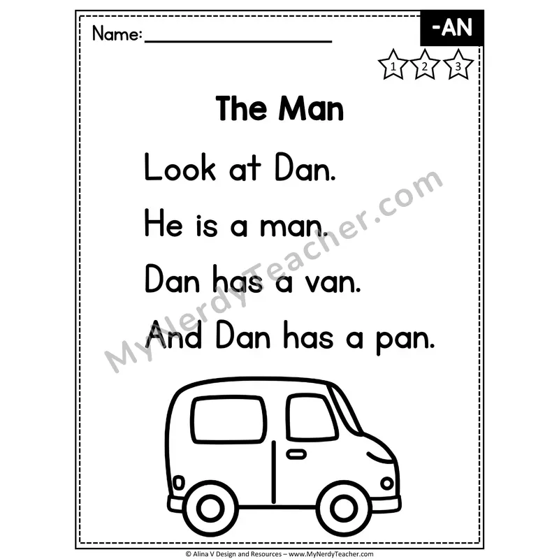 CVC Word Family Poem — -AN Decodable Reader for Fluency