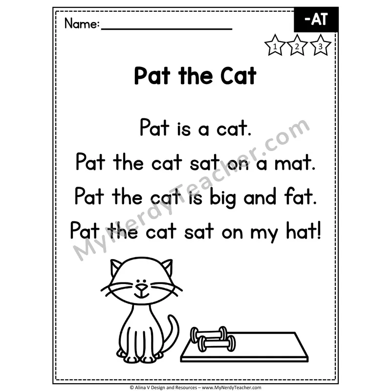 CVC Word Family Poem — -AT Decodable Reader for Fluency