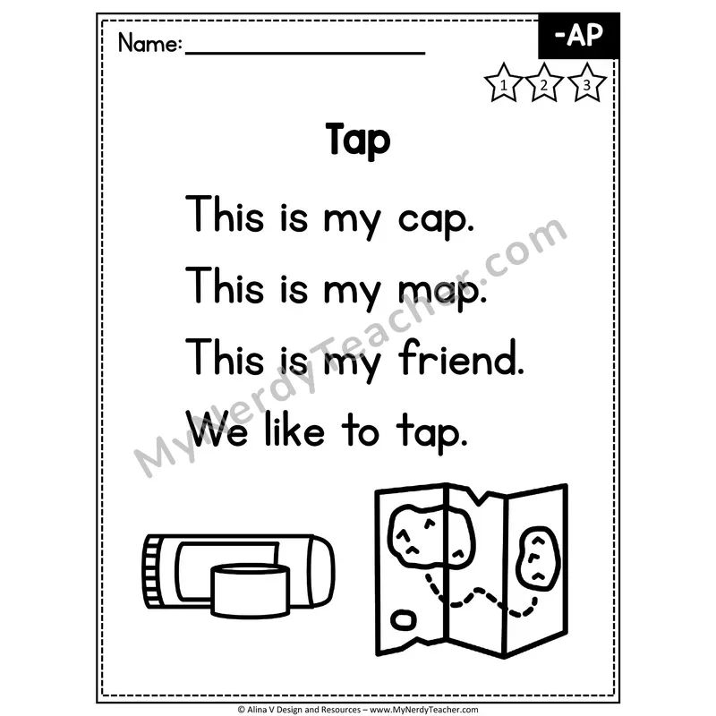CVC Word Family Poem — -AP Decodable Reader for Fluency