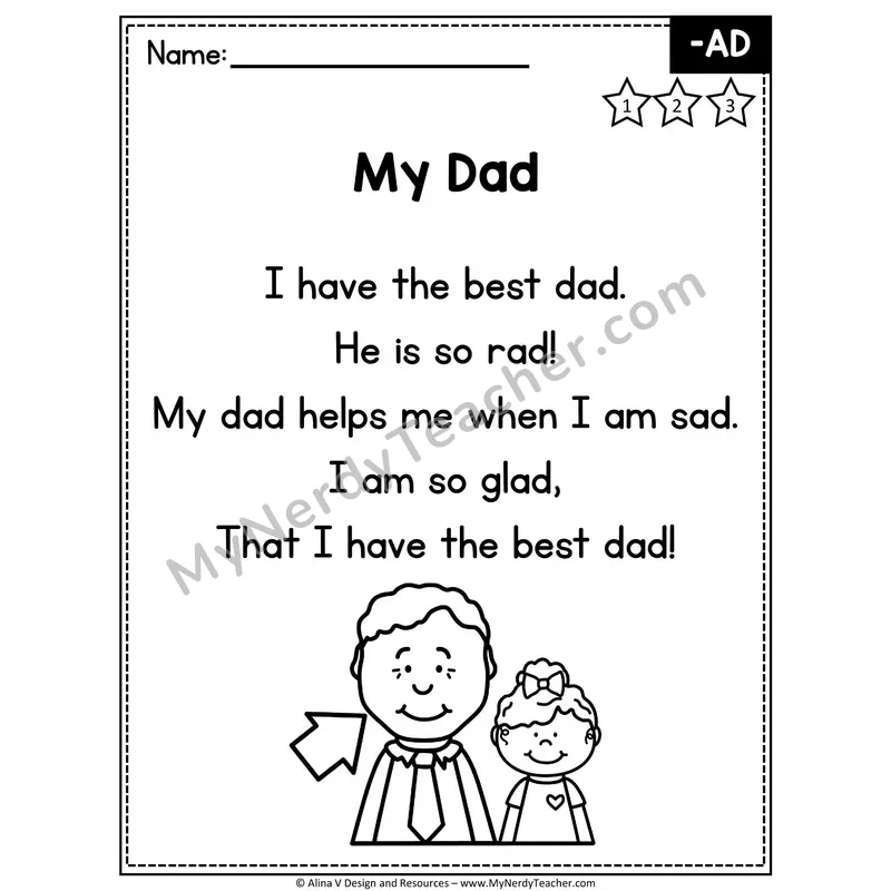 CVC Word Family Poem — -AD Decodable Reader for Fluency