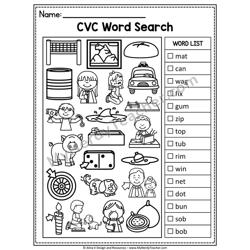 CVC Word Search I Spy — Secret Phonics CVC Words 21