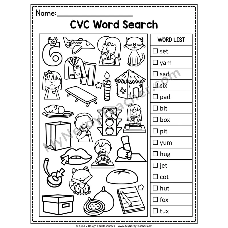 CVC Word Search I Spy — Secret Phonics CVC Words 17