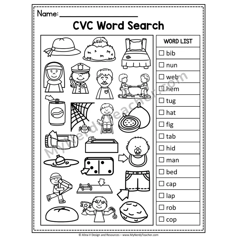 CVC Word Search I Spy — Secret Phonics CVC Words 18