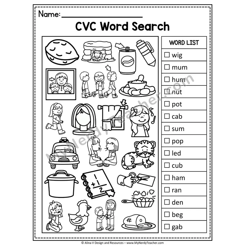CVC Word Search I Spy — Secret Phonics CVC Words 19