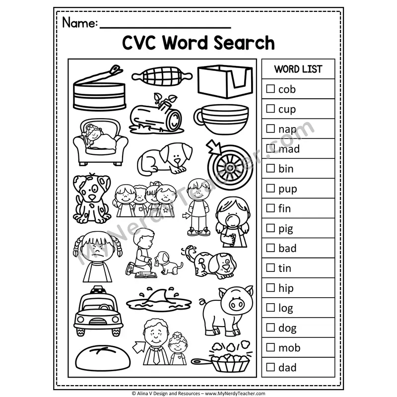 CVC Word Search I Spy — Secret Phonics CVC Words 15