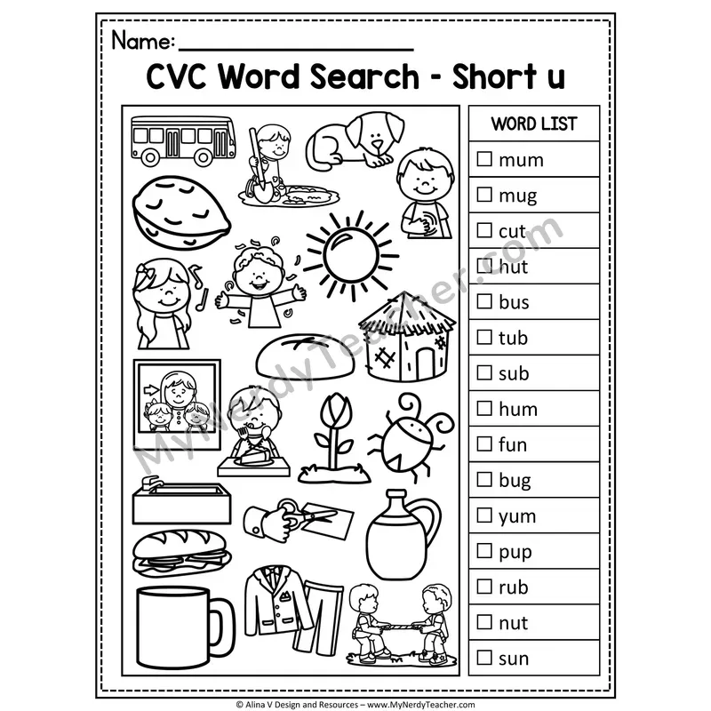 CVC Word Search I Spy — Secret Phonics CVC Words 11
