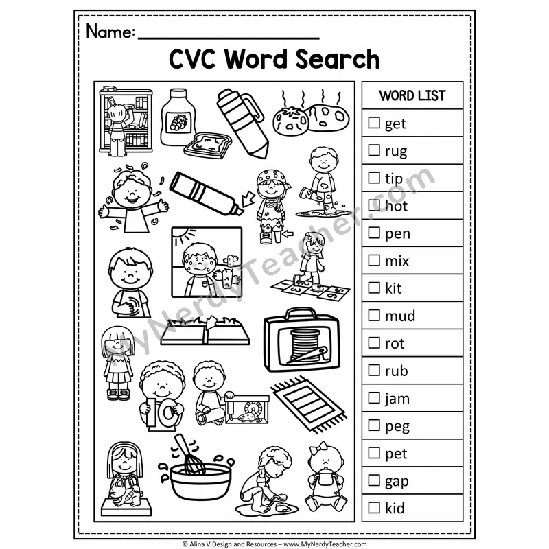 CVC Word Search I Spy — Secret Phonics CVC Words 13