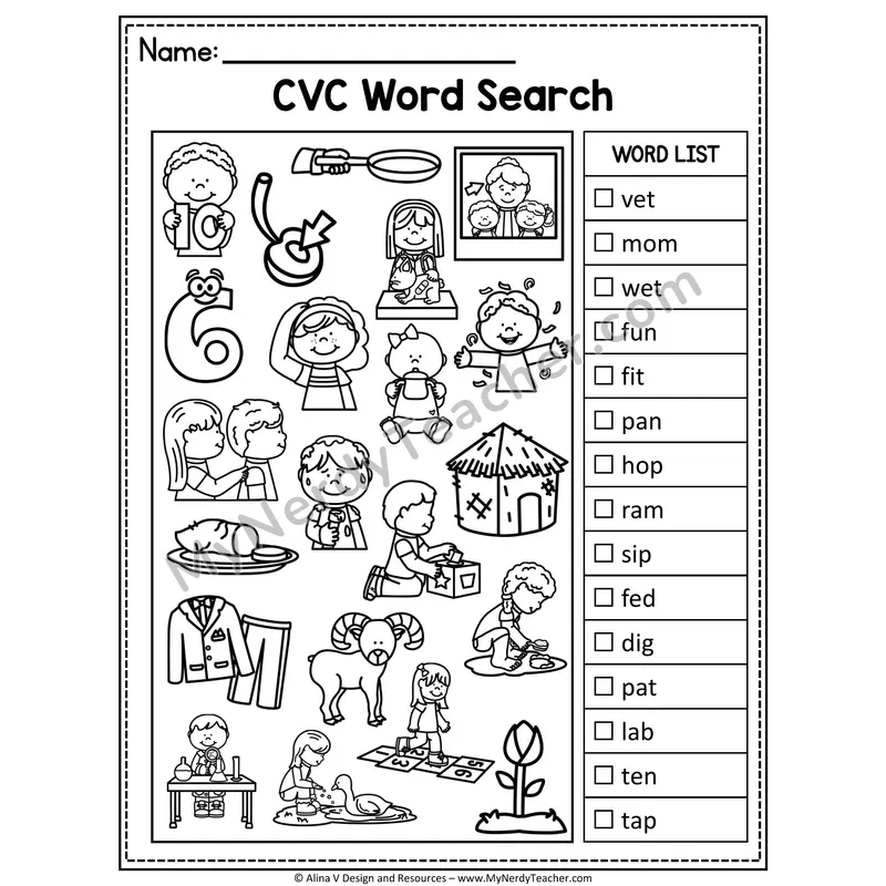 CVC Word Search I Spy — Secret Phonics CVC Words 14