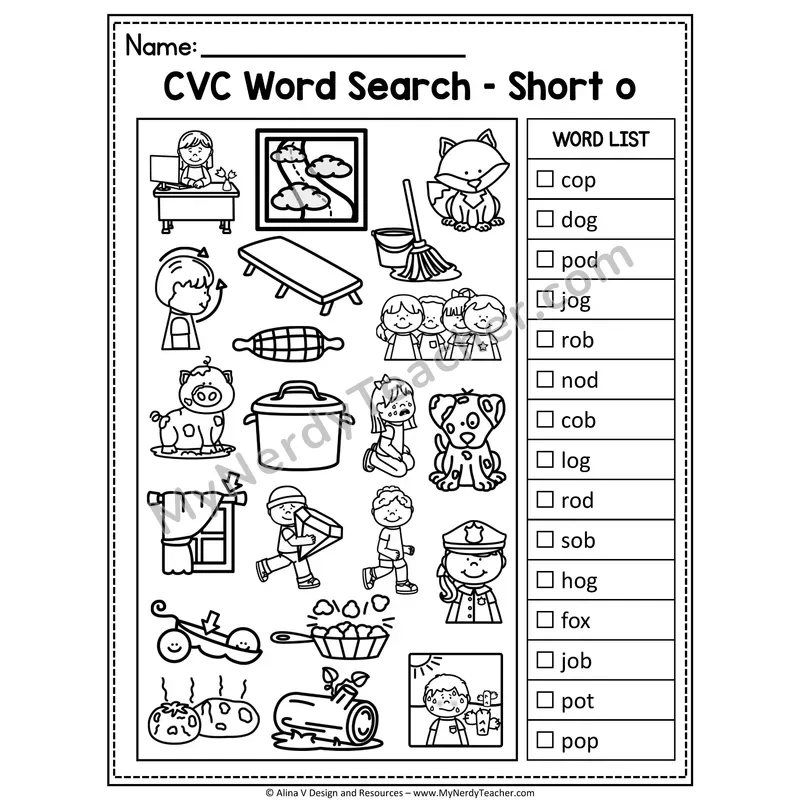 CVC Word Search I Spy — Secret Phonics CVC Words 8