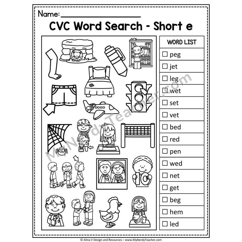 CVC Word Search I Spy — Secret Phonics CVC Words 5
