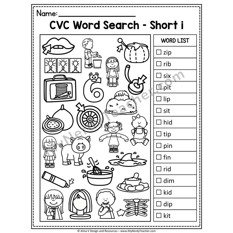 CVC Word Search I Spy — Secret Phonics CVC Words 7