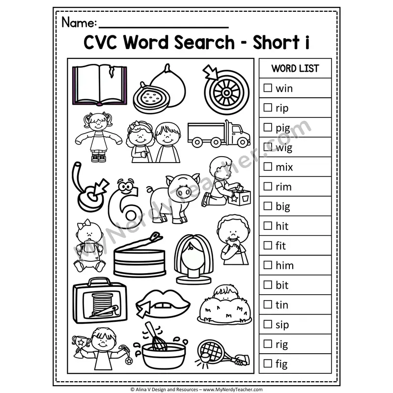CVC Word Search I Spy — Secret Phonics CVC Words 6