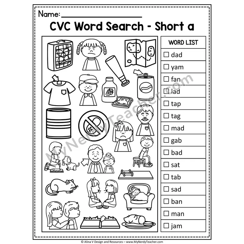 CVC Word Search I Spy — Secret Phonics CVC Words 3