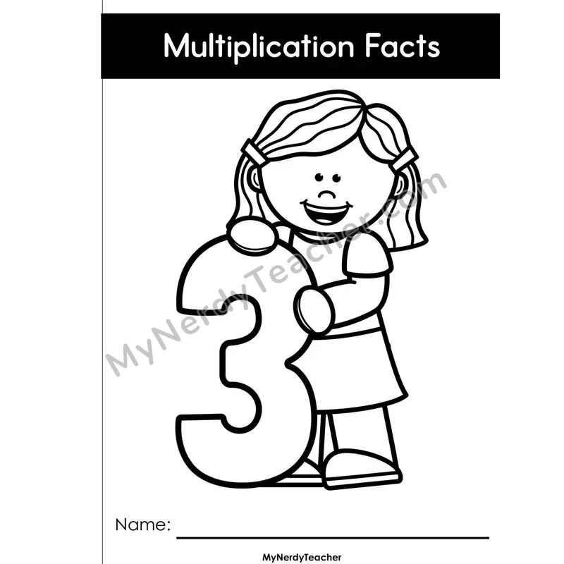 Multiplication Mini Book — 3 Times Table Arrays, Games & Word Problems (Full Size)