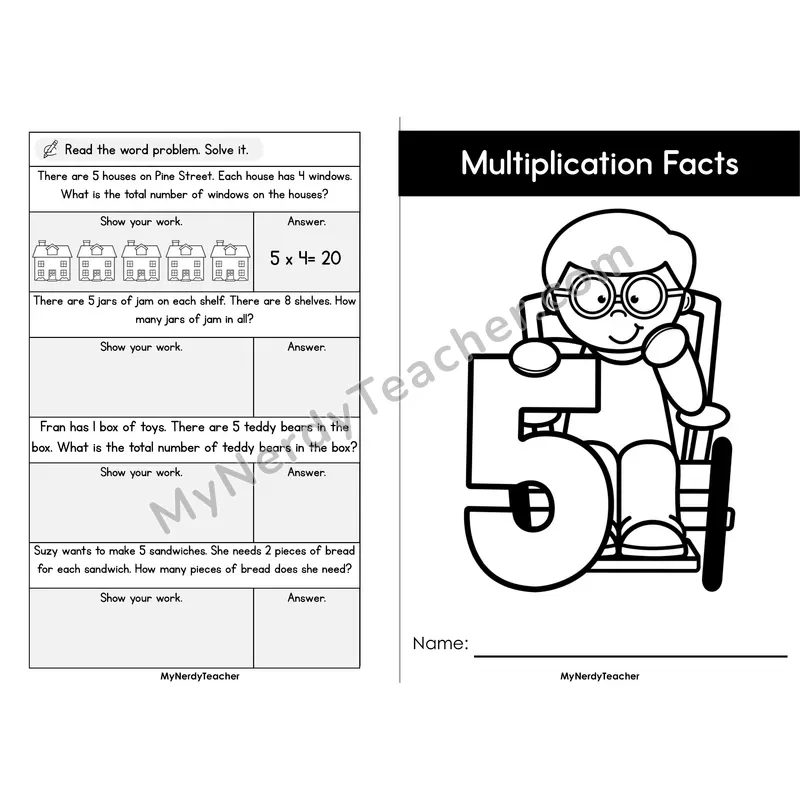 Multiplication Mini Book — 5 Times Table Arrays, Games & Word Problems (Foldable)