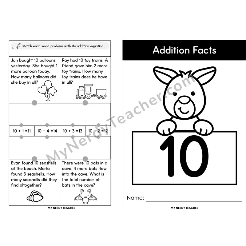 Make a Ten Foldable Mini Book — Adding 10 Addition Facts