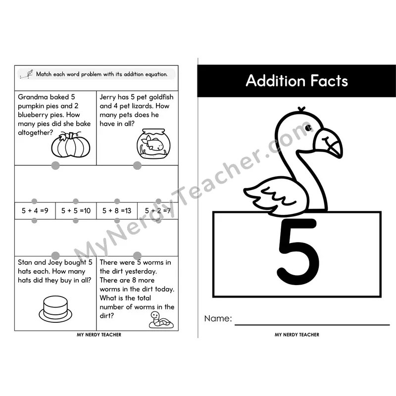 Friends of Ten Foldable Mini Book — Adding 5 Addition Facts