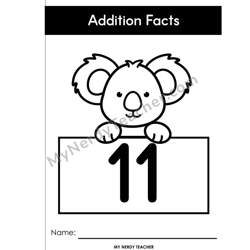 Adding 11 Full-Page Booklet Edition — Two-Digit Plus One Digit Facts
