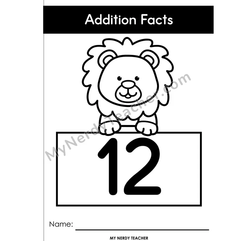 Adding 12 Full-Page Booklet Edition — Two-Digit Plus One Digit Facts