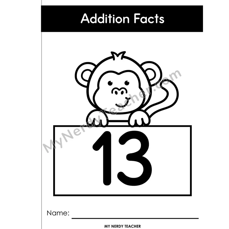 Adding 13 Full-Page Booklet Edition — Two-Digit Plus One Digit Facts