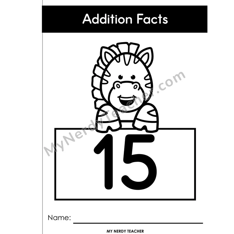 Adding 15 Full-Page Booklet Edition — Two-Digit Plus One Digit Facts