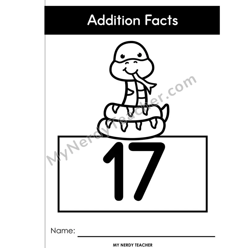 Adding 17 Full-Page Booklet Edition — Two-Digit Plus One Digit Facts