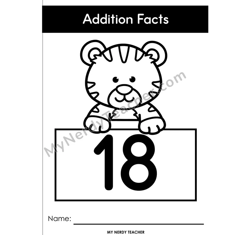 Adding 18 Full-Page Booklet Edition — Doubles 9+9 & Addition to 28