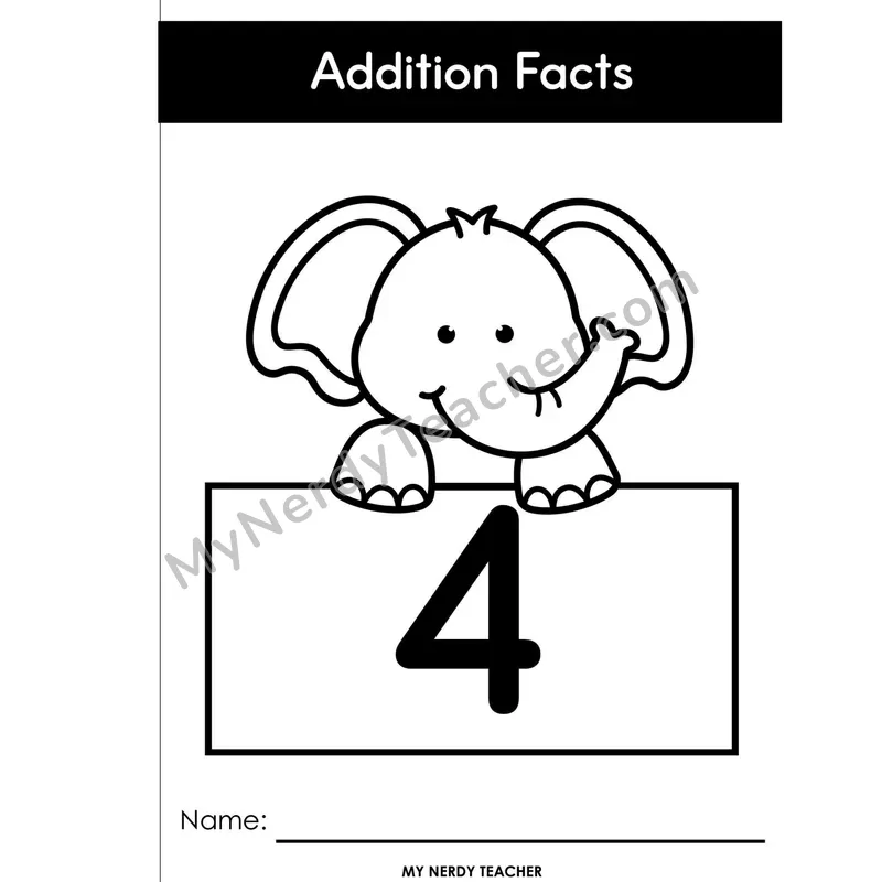 Adding 4 Full-Page Booklet Edition — Counting On +4 Addition Facts