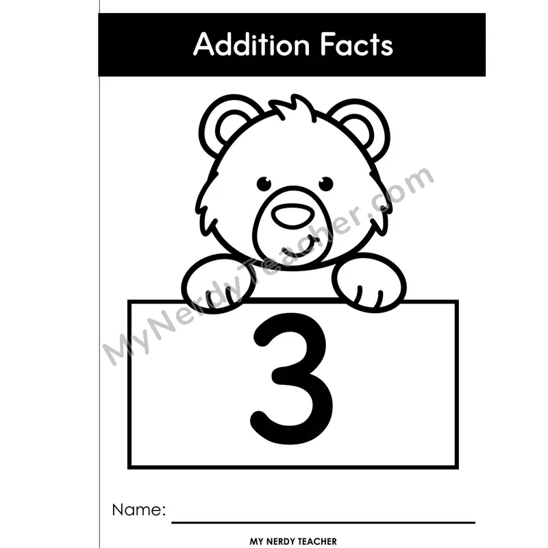 Adding 3 Full-Page Booklet Edition — Counting On +3 Addition Facts