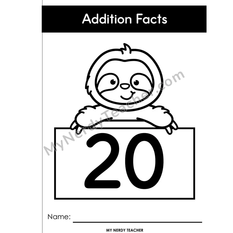 Adding 20 Full-Page Booklet Edition — Tens Plus Ones Addition Facts