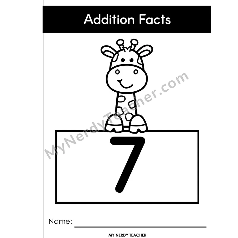 Adding 7 Full-Page Booklet Edition — Near Doubles +7 Addition Facts