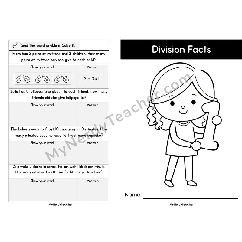 Division Mini Book 1 — Division Facts of 1