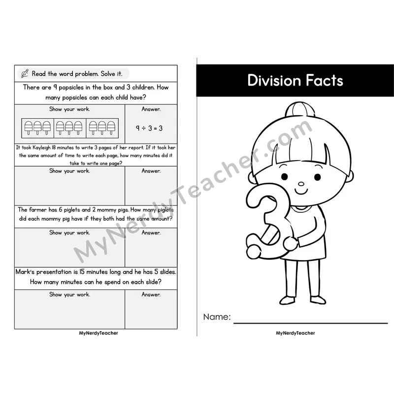 Division Mini Book 3 — Division Facts of 3