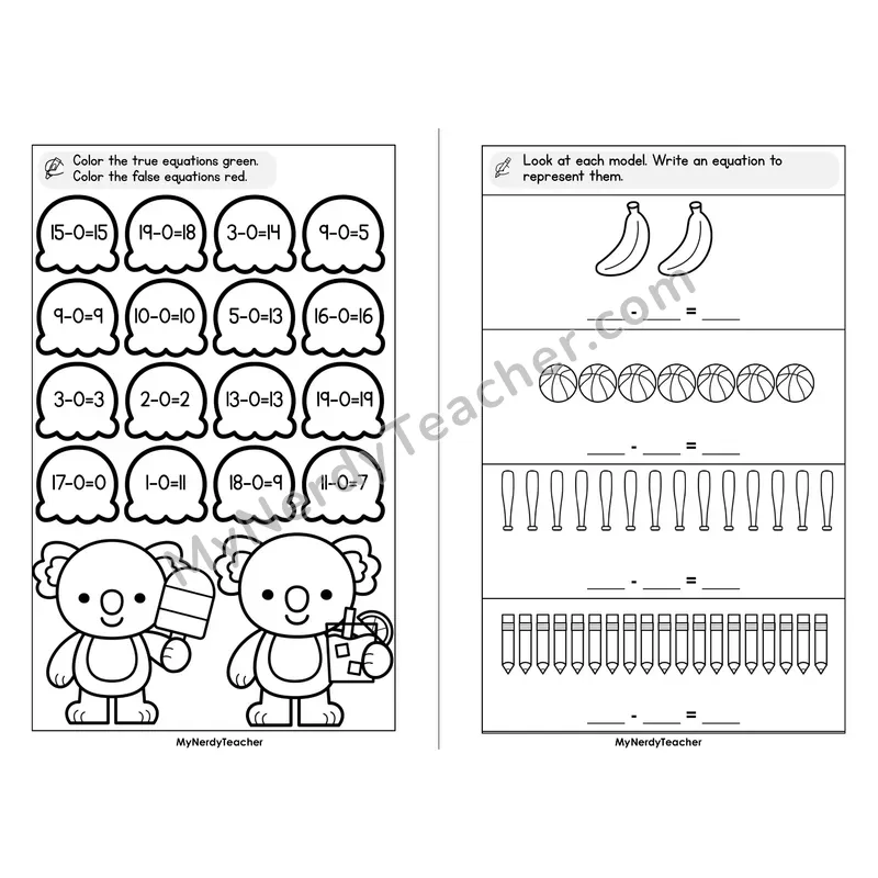 Subtraction Facts Minus 0 Mini Book — Identity Fact Practice