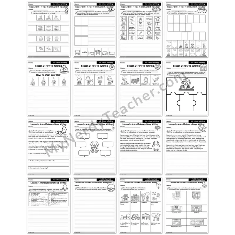 How-to & Informational Writing Workbook — Sequencing & Animal Reports