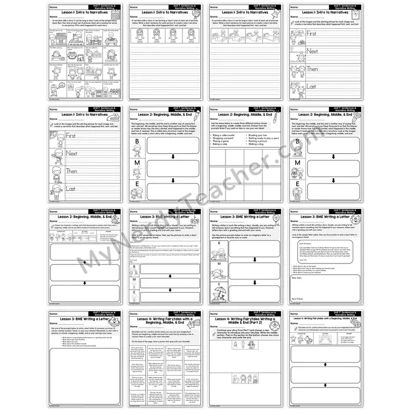 Narrative Writing Workbook — Beginning, Middle & End Stories