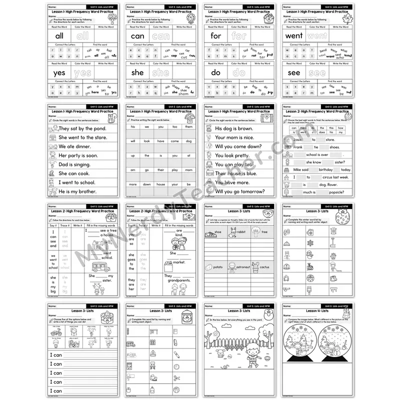 Sight Word Writing Workbook — High-Frequency Words & Lists