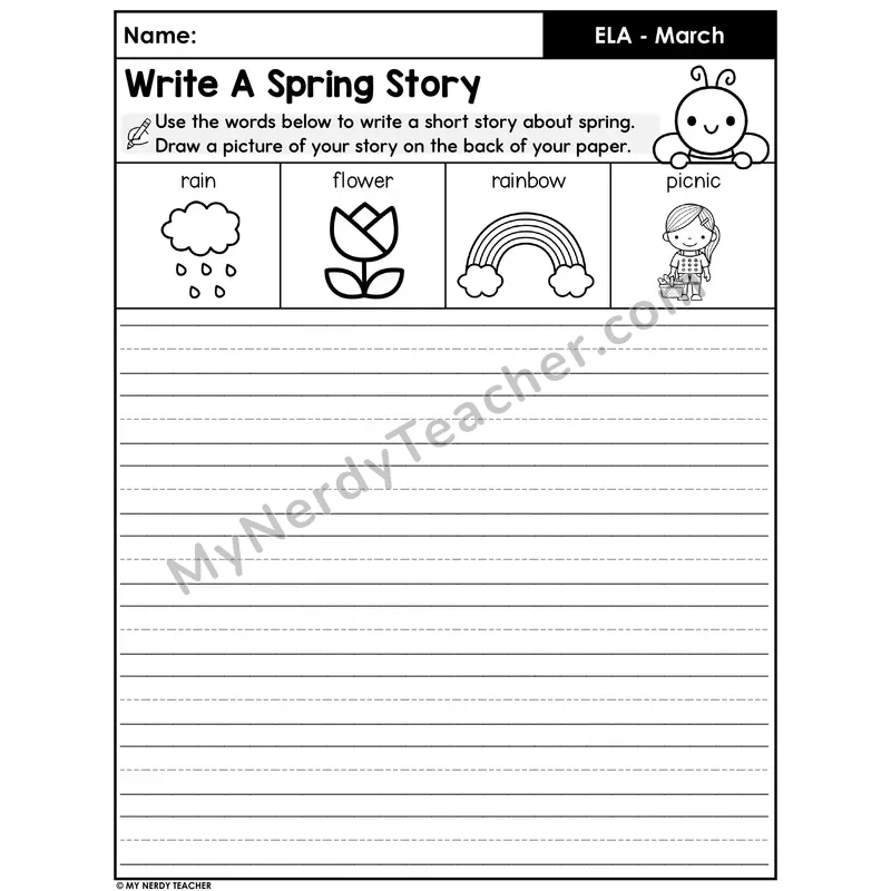 Spring Narrative Writing Prompt — Use 4 Words to Write a Story (Set 1)