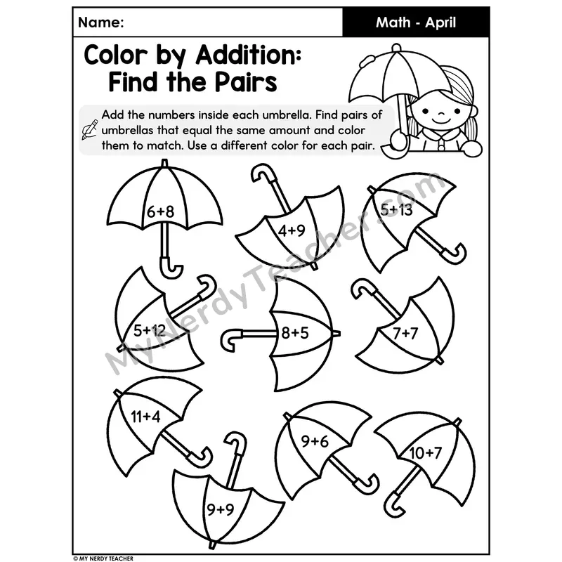 Spring Addition — Find Pairs with the Same Sum (Within 20)