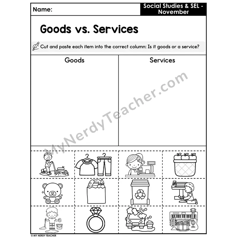 Goods vs. Services Cut and Paste Sort — Economics