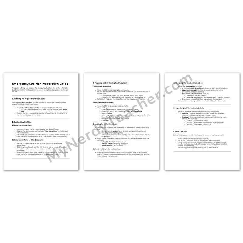 Emergency Sub Plan Preparation Guide — Step-by-Step Setup Instructions