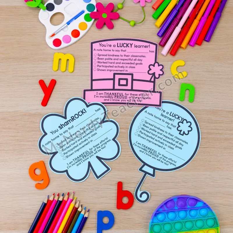 Positive Notes Home — March St. Patrick's Day Themed Shapes Printable (Cute Shapes)