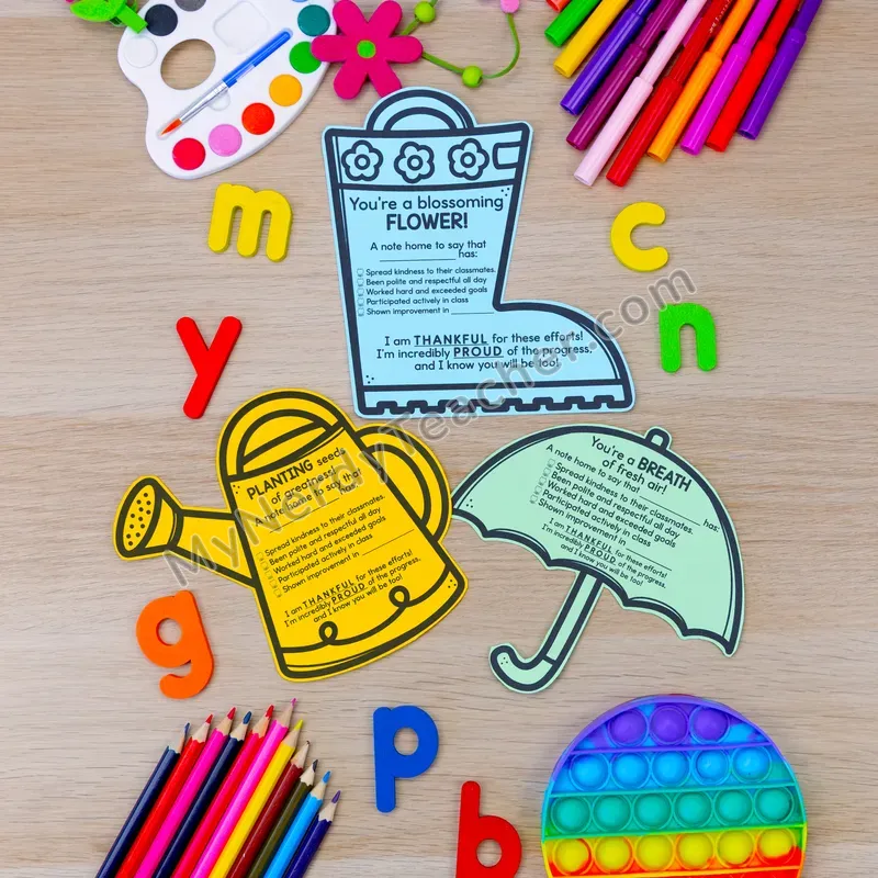 Positive Notes Home — May Spring Themed Shapes Printable (Cute Shapes)